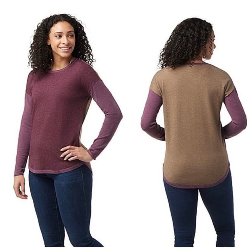 Smartwool Shadow Pine Wool Colorblock Sweater XL Argyl Purple Heather Gorpcore